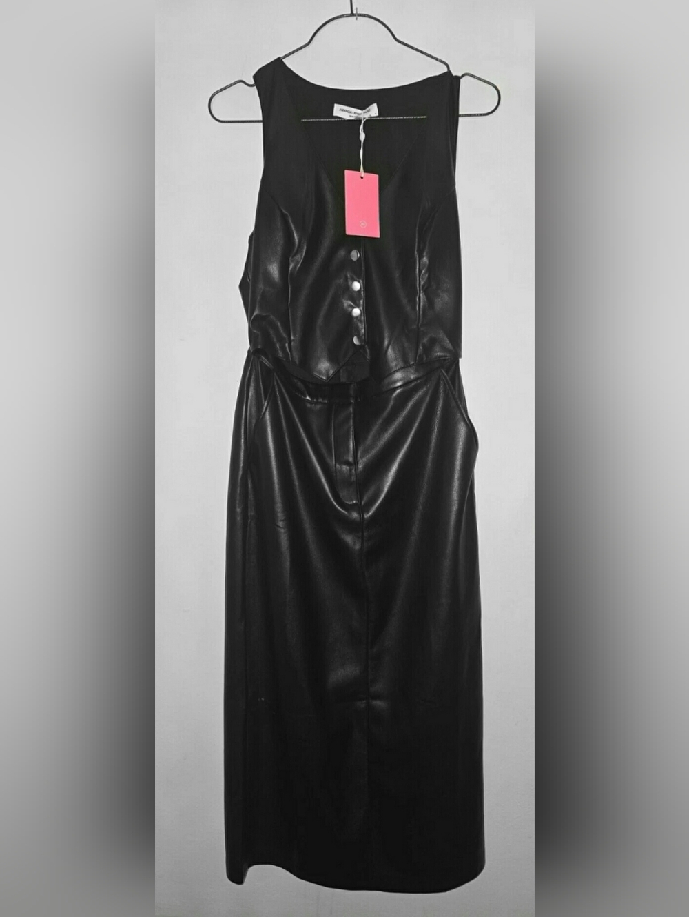 Amanda Uprichard Ethan Faux Leather Dress,Size M,Black